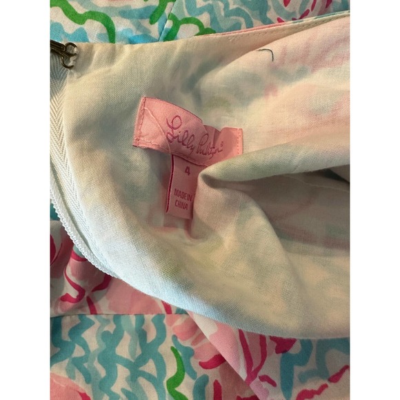 Lilly Pulitzer Delia Tie Lace Up Side Shift Dress Lobstah Roll Lobster Size 4 - Picture 9 of 14
